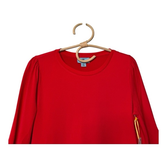 CeCe Cherry Red Elbow Sleeves Tiered Ruffle cuffs Knee Length Dress Size XS NEW - Picture 7 of 14